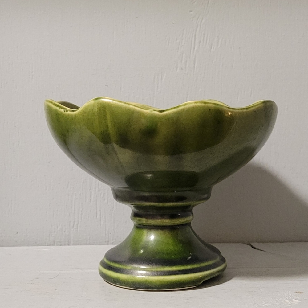 Vintage Green Pedestal Ceramic Planter